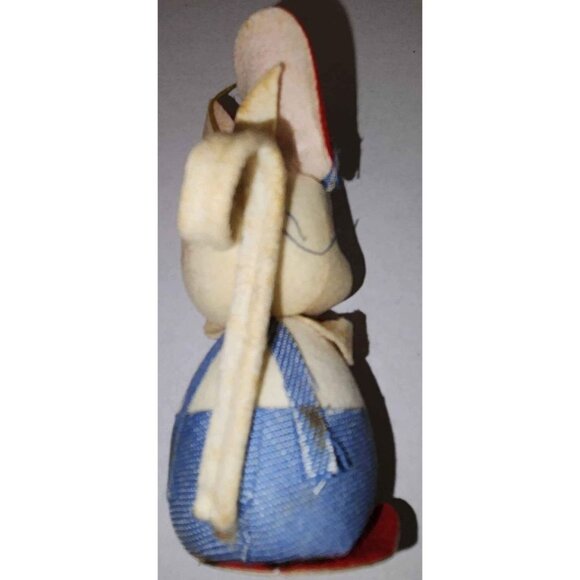 Vintage Japanese Mouse Ornament With Denim Overalls & Red Accents - Collectible - Picture 7 of 9